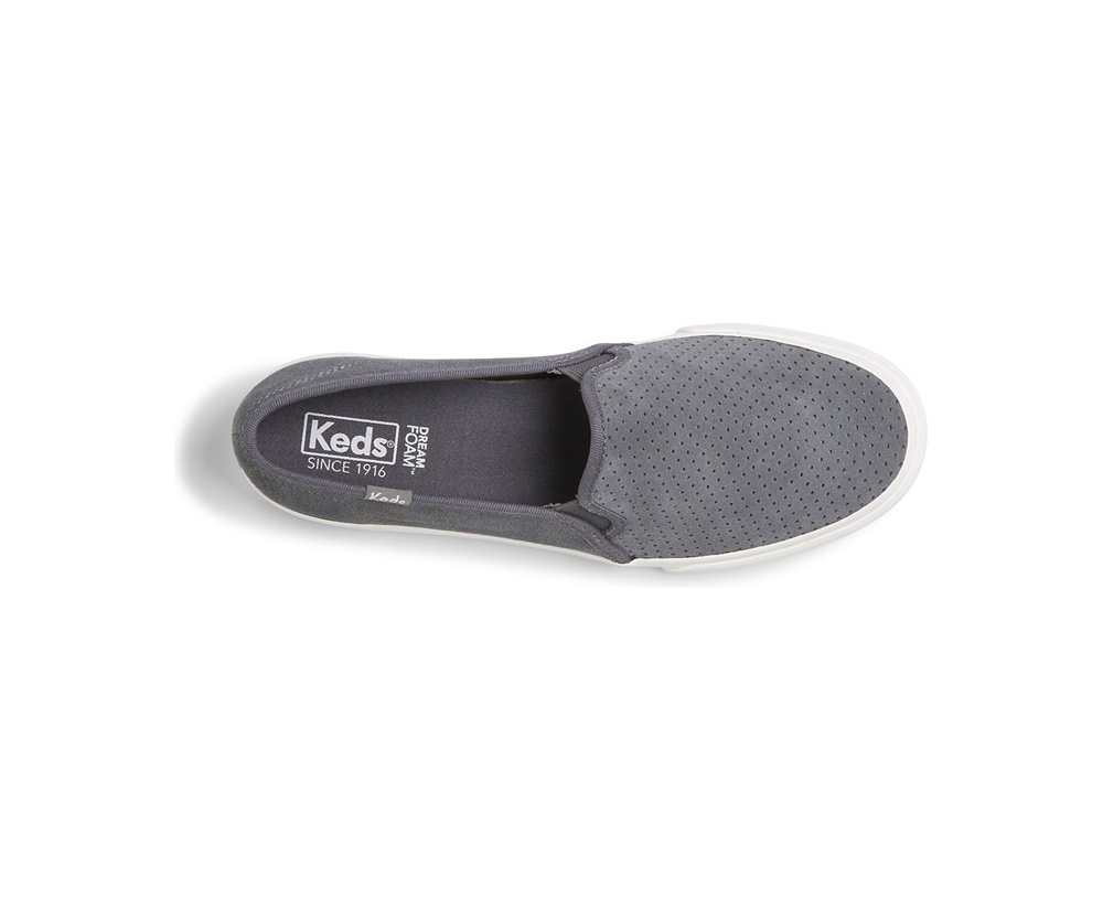 Keds Slip Ons Damen Grau - Double Decker Perf Suede - YFZ-789523